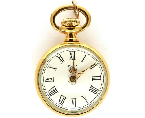 Small Halcyon Days enamel fob watch, H: 35 mm, not working at lotting. P&amp;P Group 1 (£14+VAT for the first lot and £1+VAT 