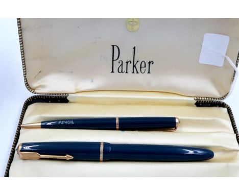 Parker pen set, one with 14ct gold nib. P&amp;P Group 1 (£14+VAT for the first lot and £1+VAT for subsequent lots) 
