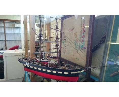 A hand built scale model of a two masted schooner reputed to be the 'Lady of Avenal' , a famous Poole ship.