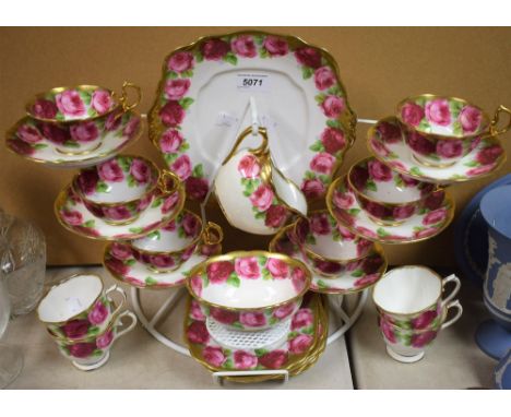 Ceramics - a Royal Albert Old English Rose pattern part tea service, comprising breakfast cups and saucers, tea cups, side pl