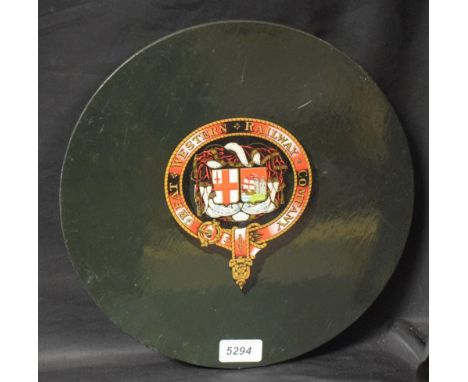 Railwayana - a 'coach panel' roundel bearing conjoined arms of Cities of London &amp; Bristol in robe of estate within garter