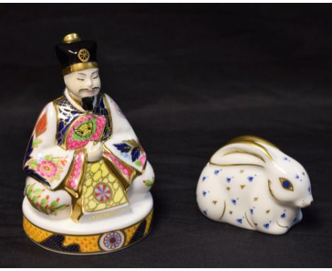 Ceramics - a Royal Crown Derby figure, Emperor, limited edition 471/500; a Royal Crown Derby paperweight, Rabbit, first quali