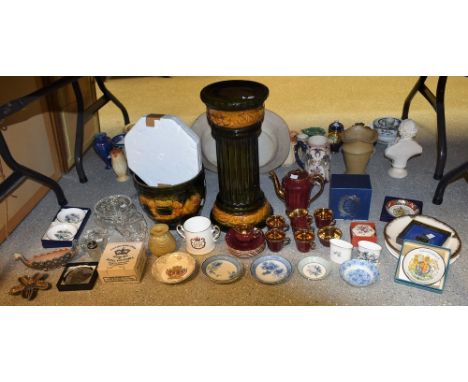 Ceramics and Glassware - a Wade burgundy and gilt coffee set; a pair of Royal Worcester pin dishes, boxed; a Royal Stafford c