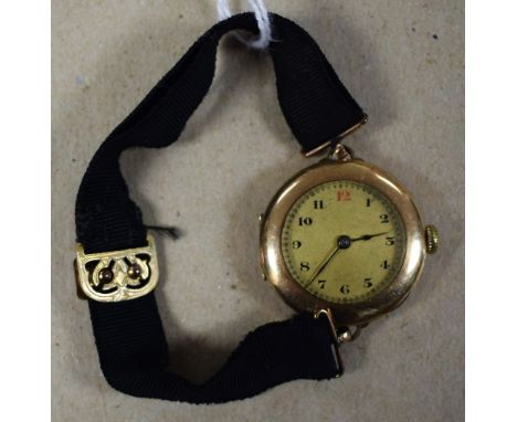 Rolex - vintage ladies rolled gold cased bracelet watch, textured dial, red and black Arabic numerals, minute track, spade ha