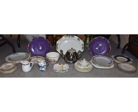 Ceramics - tableware, including a pair of Coalport plates; a pair of Royal Doulton Piedmont pattern plates; a pair of twin ha