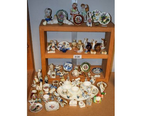 Dolls House Ceramics - cups, saucers, plates, vases, models, etc, including Limoges, Delft, Spode, Japanese; a doll's tea for