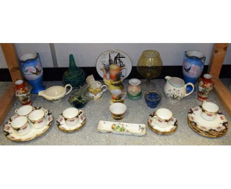 Ceramics - an Allerton's china part tea service, pink rose on white ground, gilt detail, comprising six cups, saucers, plates