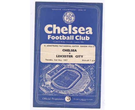 Chelsea v Leicester City 1957 May 2nd K Armstrong Testimonial Match horizontal crease 