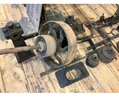 Industrial machinery parts, tools and equipment - a large cast iron loom stepped drive wheel, 48cm diameter x approx. 100cm; 