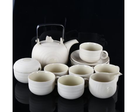 MARTIN HUNT for Hornsea, a Concept design tea-set comprising teapot, milk jug, lidded sugar bowl and 6 cups and saucers, 1970