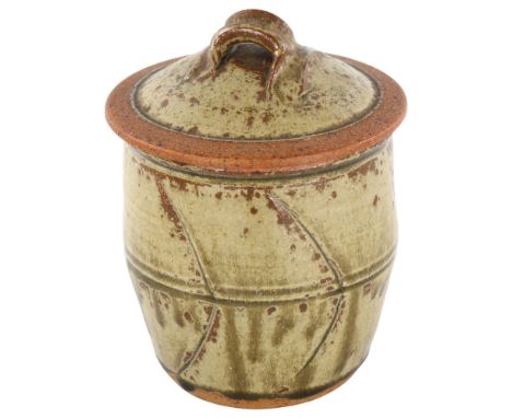 RICHARD BATTERHAM studio pottery storage jar, with ash and iron spot glaze, height 18cmGood condition, no chips, cracks or re