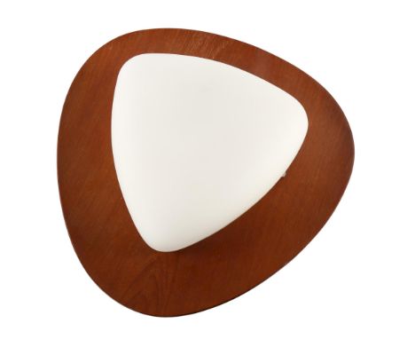 GOFFREDO REGGIANI, a 1960s' design wall light, frosted glass on teak ply back board, diameter 40cmGood condition 