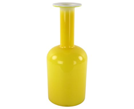 OTTO BRAUER for Holmegaard, a large Gul Vase, in yellow with white interior, part original label to base, height 37cmGood con