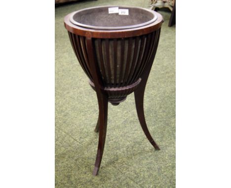 Edwardian mahogany planter basket with tin liner