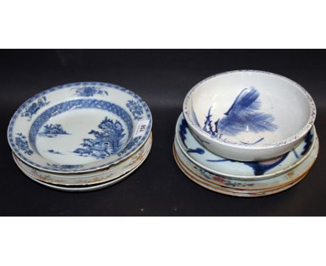 Selection of 19th Century Oriental ceramic plates and bowls CONDITION REPORT; Chips, cracks and repairs to many of the items
