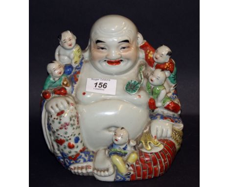 A Chinese painted ceramic figural study CONDITION REPORT; No sign of damage or repairs. Height approximately 190mm