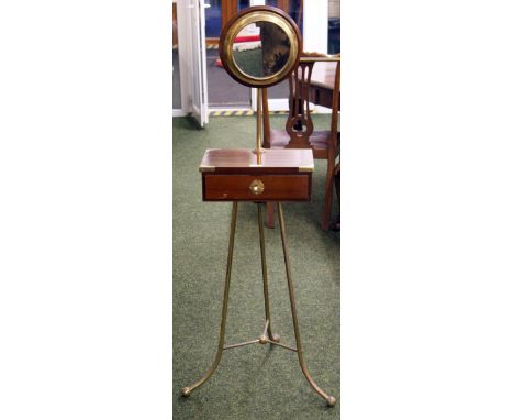 Early 20th Century gentleman's shaving stand with mirror, raised on tripod metal supports