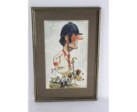 Wilk John William Wilkinson (1906-1994) a watercolour a cartoon depicting Stan Mattinson whipper in of The Blencathra Foxhoun