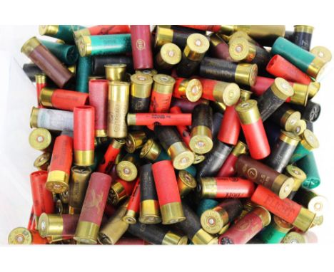 A tub of +/- three hundred and forty shotgun cartridges, the majority 12 bore, lead, tin and Bismuth shot, various makes, var
