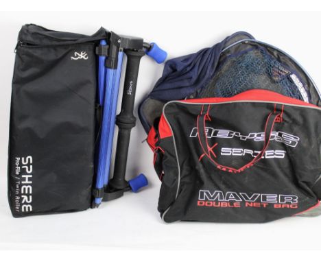 A Browning Sphere twin roller with bag, together with a Maver bag with keep net, landing net etc.