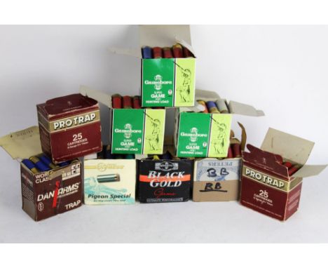 Two hundred and sixty five 12 bore shotgun cartridges, various makes, various sizes.  SHOTGUN CERTIFICATE REQUIRED.  WE CANNO
