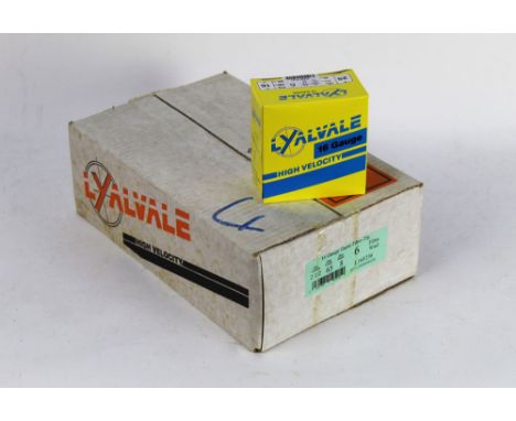 Two hundred and fifty Lyalvale 16 bore shotgun cartridges, 2 1/2" chamber, 26 gram No. 6 shot, fibre wad.  SHOTGUN CERTIFICAT