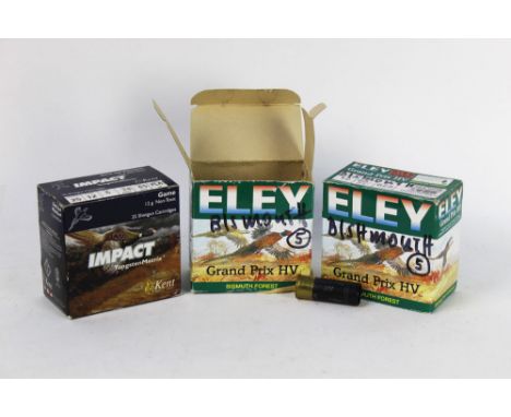 +/- Bismuth Eley Grand Prix HV 12 bore shotgun cartridges, 65 mm, together with twenty five Kent Impact Tungsten Matrix cartr