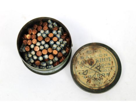 A tin of vintage Eley No. 1 Saloon Long shot cartridges.   SHOTGUN CERTIFICATE REQUIRED.  WE CANNOT POST AMMUNITION.