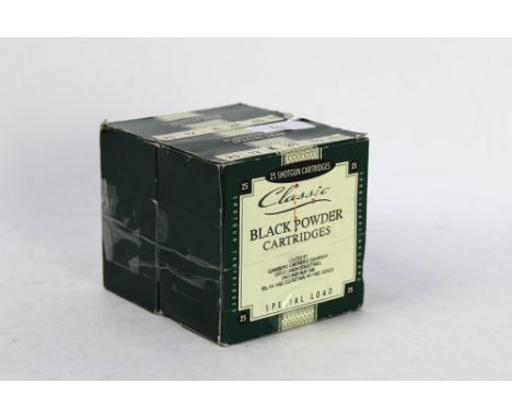 Fifty Gamebore Classic black powder cartridges, 12 bore, No. 6 shot, 28 gram, 65 mm felt wad. SHOTGUN CERTIFICATE REQUIRED.  