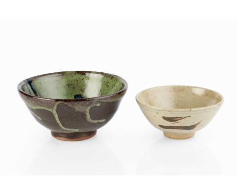 Trevor Corser (1938-2015) at Leach PotteryBowltenmoku glaze, the interior with green glaze and blue brushworkimpressed potter
