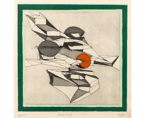 Achille Perilli (1927-2021)Lune Zone27/60, signed, titled, and numbered in pencil (in the margin)etching and aquatint63 x 48c
