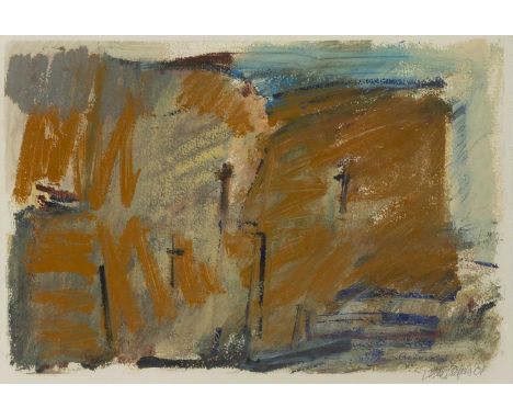 Dennis Creffield (1931-2018)Cilgerran Castle, Pembrokeshire, 2001signed and dated (lower right)oil stick on paper38 x 56cm.