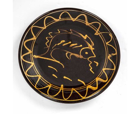 Clive Bowen (b.1943)Large Platter, 2017earthenware, slip decorated depicting a fish37.5cm diameter. Lot 723-737 to be sold on