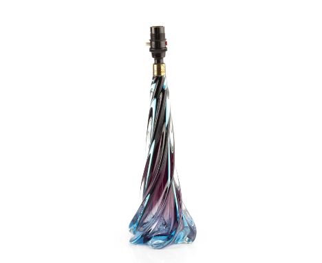 Murano Swirled glass lamp40cm high.Glass appears in good order with no signs of damage. the fittings have wear and scratches.