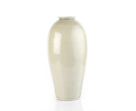 William Marshall (1923-2007)Tall vaseovoid form with light celadon glazeimpressed potter's seal40.5cm high.Overall wear, scra