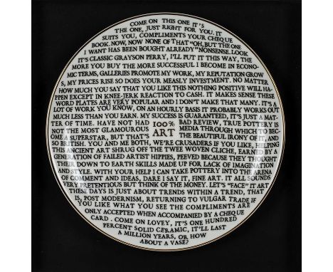 Grayson Perry (b.1960)100% Art plate, 2020ceramicwith artist's seal printed on the base, produced for The Holburne Museum, Ba