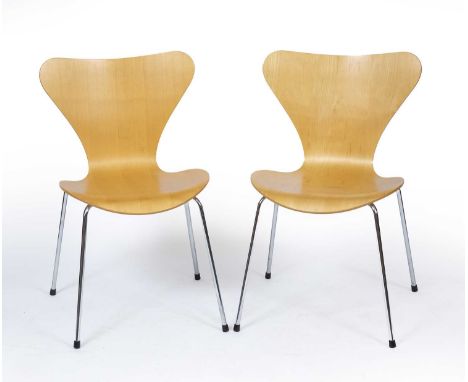 Arne Jacobsen (1902-1971) for Fritz HansenTwo Ant chairs, originally designed in 1952wood and chromestamped manufacturer's ma