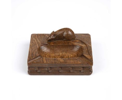 Robert Thompson of Kilburn (1876-1955)Mouseman early ashtray, circa 1940oakcarved mouse signature10 x 9cm.