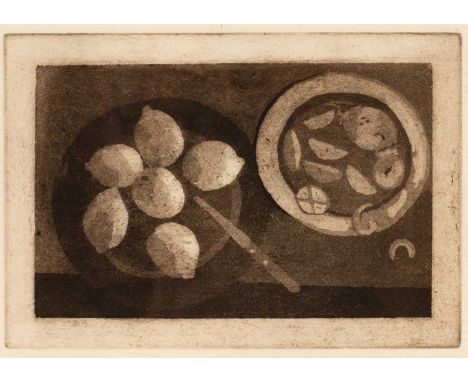 Barbara Webb (20th Century)Still life with Lemonssigned (to reverse)etching and aquatint12 x 16cm.Condition good.