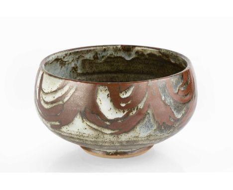 John Leach (1939-2021) at Muchelney PotteryBowl, 1991nuka glaze with wax-resist decorationimpressed potter's, pottery and dat