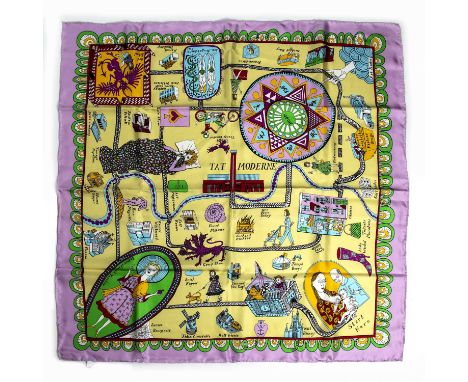 Grayson Perry (b.1960)Tat Modernesilk scarf, with original box99 x 99cm.