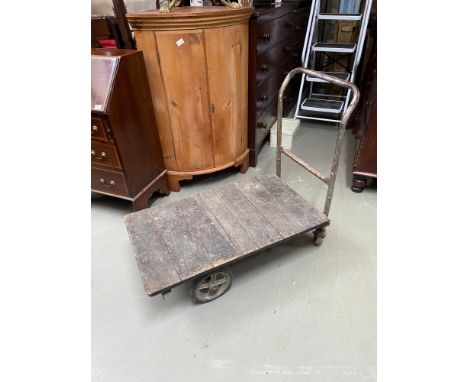 An Antique railway trunk trolley. 