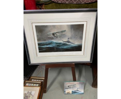 A Limited edition print titled 'Launch against the Bismarck by Robert Taylor. Limited edition 69/500. Comes with booklet. [65