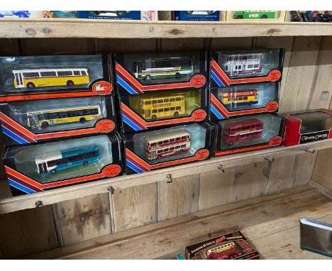 A Lot of 9 Exclusive First Edition bus models boxed and 1 Original Omnibus company bus. 