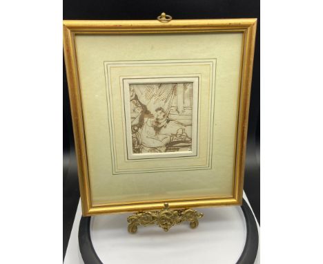 George Chinnery [1774- 1852]An Original ink sketch of a lady [artwork 9.5x8cm], [Frame 25.5x23cm] 