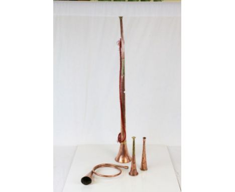 Four vintage Copper & Brass Hunting Horns