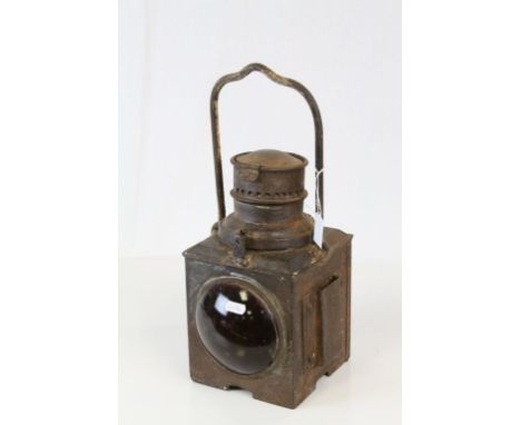 Vintage Railway Signal Lamp with Red and Clear Lenses