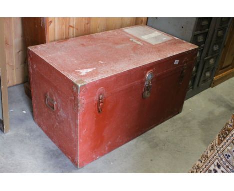 Large Metal Bound Travelling Trunk