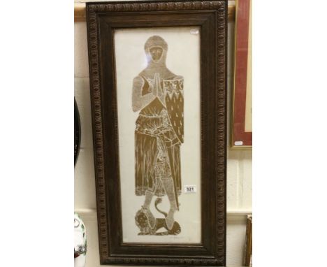 Signed Oak Framed Painting Portrait of a Medieval Knight