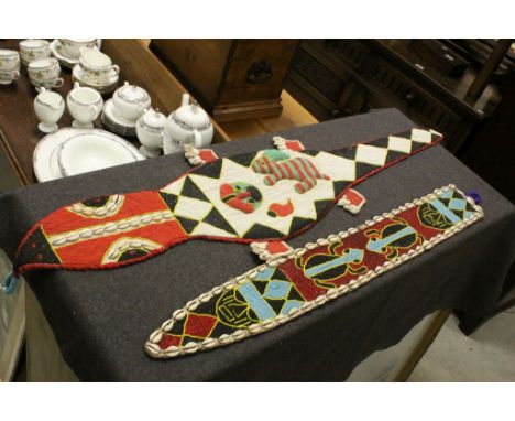 Two African Yoruba Tribe Cowry Shell & Bead belts - Crocodile and a Sash